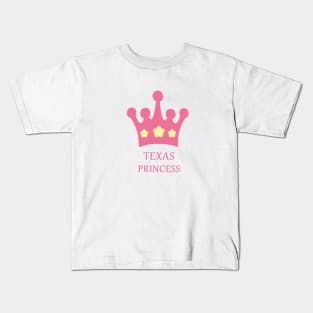 Texas Princess with Pink Crown and Yellow Flowers Kids T-Shirt